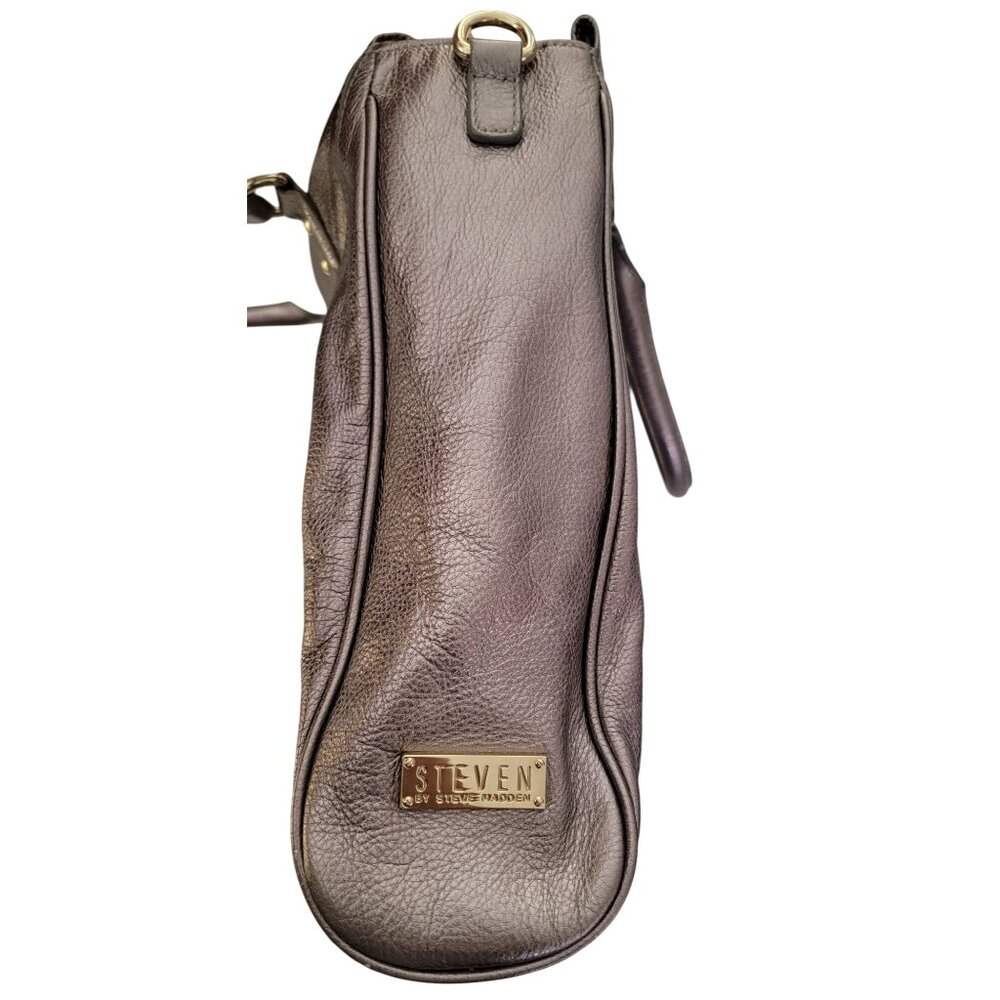 Steven By Steve Madden Metallic Tote Bag With Dual Handles & Zipper Accents - Picture 3 of 8